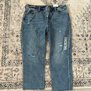 NWT high-rise slouchy straight crop denim